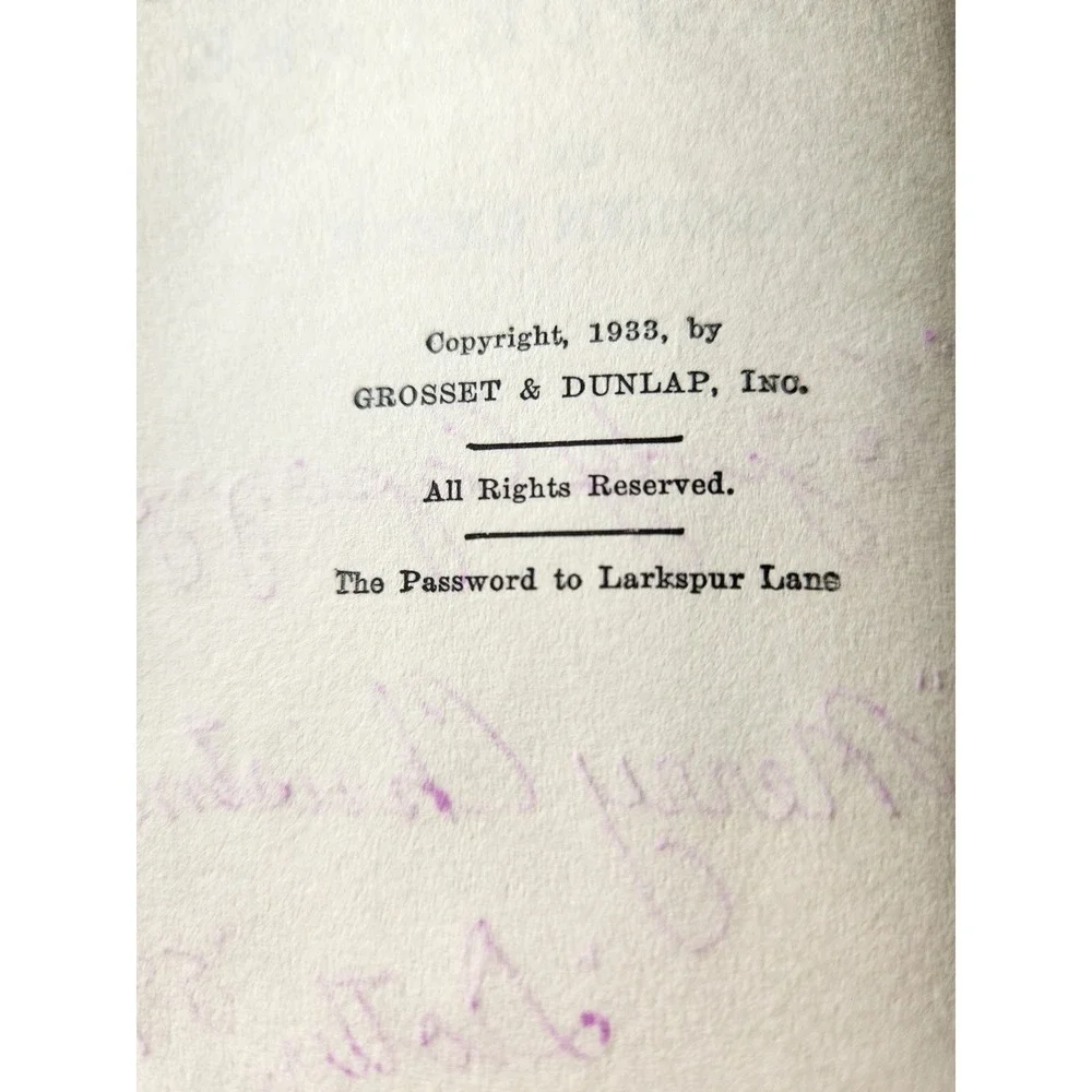 1959 Nancy Drew‎ The Password to Larkspur Lane HC w/ Dust Jacket Blue Tweed VG